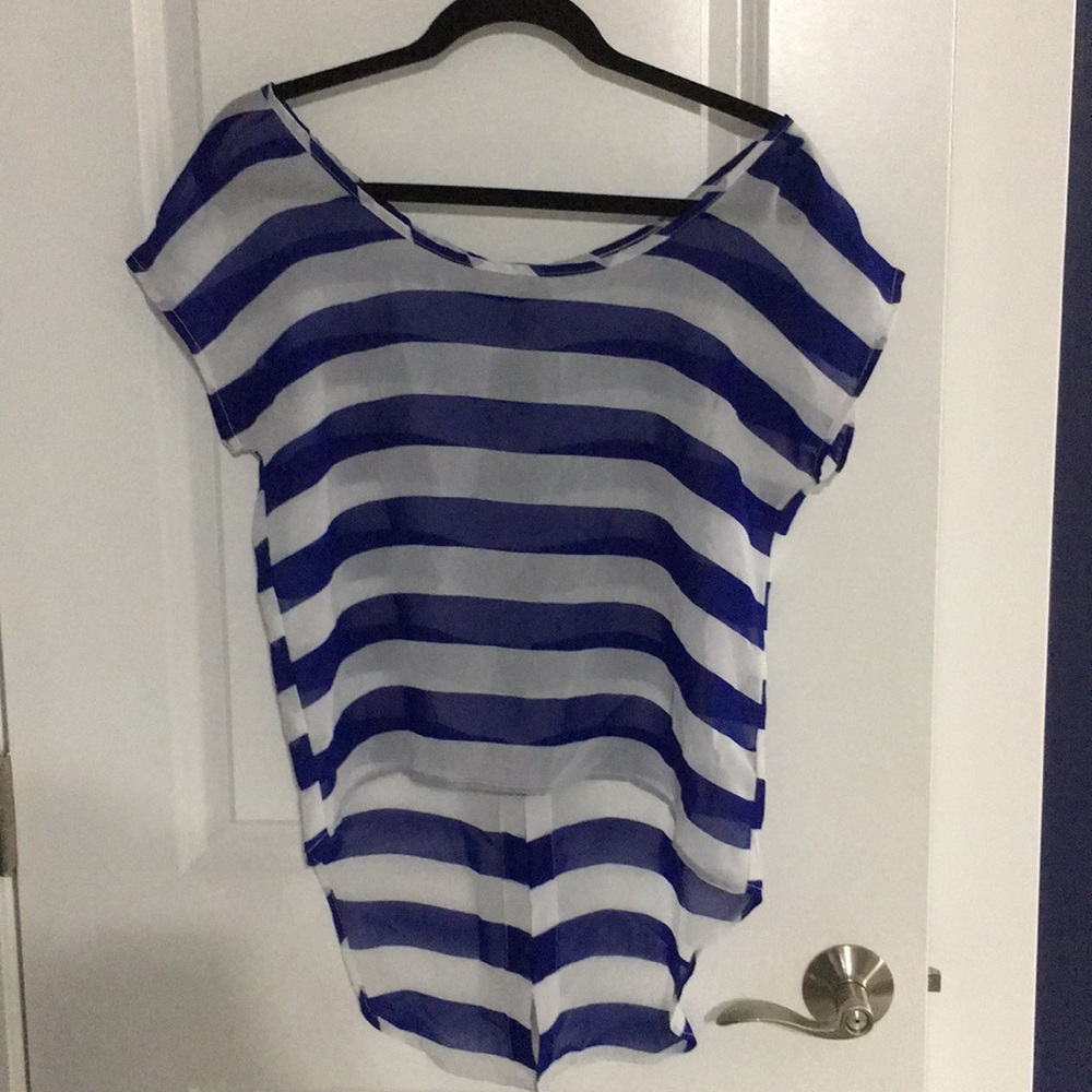 Charlotte Russe blue and white striped blouse